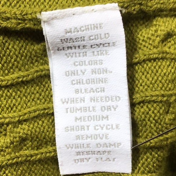🍋‍🟩 CHARTER CLUB Chartreuse Cable Knit V Neck Pima Cotton Blend Long Sleeve - Picture 3 of 5